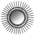 Miroir Soleil Rotin Noir